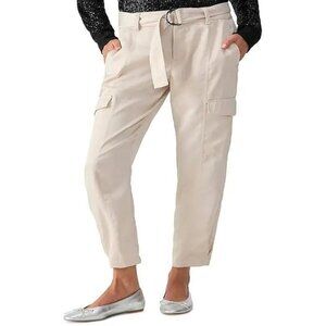99$ Sanctuary Classy Satin Cargo Cropped Trouser Pants Women's Size 30 Ivory